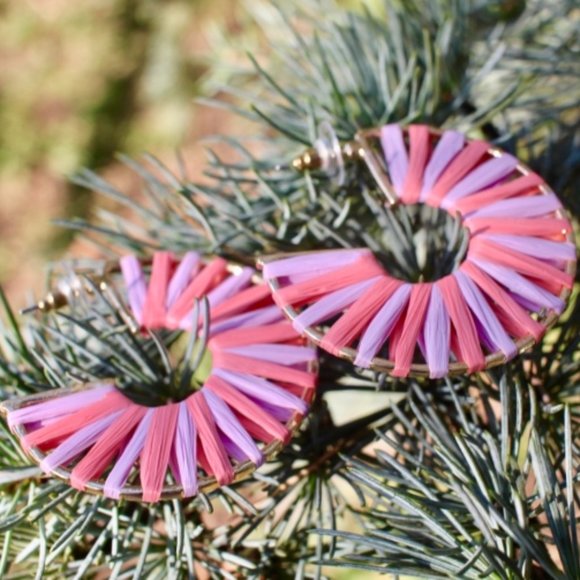 ANTHRO x BaubleBar Boho Bolo Raffia Hoop Earrings - Picture 6 of 12